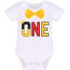 imageIDOPIP Baby Boys First Birthday Party Cake Smash Outfit Bowtie Romper Suspenders Pants Set with Mouse Ear Headband OutfitWhite  Button
