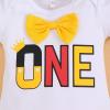 imageIDOPIP Baby Boys First Birthday Party Cake Smash Outfit Bowtie Romper Suspenders Pants Set with Mouse Ear Headband OutfitWhite  One
