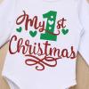 imageIDOPIP Baby Girl Christmas Outfit My First Christmas Santa Romper Tutu Dress Outfit Red Santa Hat Leg Warmers Shoes ClothesGreen  1st Christmas