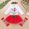 imageIDOPIP Baby Girl Christmas Outfit My First Christmas Santa Romper Tutu Dress Outfit Red Santa Hat Leg Warmers Shoes ClothesRed  1st Christmas