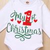 imageIDOPIP Baby Girl Christmas Outfit My First Christmas Santa Romper Tutu Dress Outfit Red Santa Hat Leg Warmers Shoes ClothesRed  1st Christmas