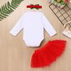 imageIDOPIP Baby Girl Christmas Outfit My First Christmas Santa Romper Tutu Dress Outfit Red Santa Hat Leg Warmers Shoes ClothesRed  1st Christmas
