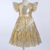 imageIDOPIP Flower Girl Sequin Ruffle Tutu Dress for Kids Wedding Pageant Party Formal Gown Princess Birthday Communion DressesGold