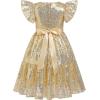 imageIDOPIP Flower Girl Sequin Ruffle Tutu Dress for Kids Wedding Pageant Party Formal Gown Princess Birthday Communion DressesGold