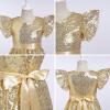 imageIDOPIP Flower Girl Sequin Ruffle Tutu Dress for Kids Wedding Pageant Party Formal Gown Princess Birthday Communion DressesGold