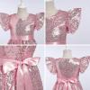 imageIDOPIP Flower Girl Sequin Ruffle Tutu Dress for Kids Wedding Pageant Party Formal Gown Princess Birthday Communion DressesPink