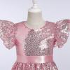 imageIDOPIP Flower Girl Sequin Ruffle Tutu Dress for Kids Wedding Pageant Party Formal Gown Princess Birthday Communion DressesPink