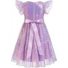 imageIDOPIP Flower Girl Sequin Ruffle Tutu Dress for Kids Wedding Pageant Party Formal Gown Princess Birthday Communion DressesPurple
