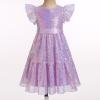 imageIDOPIP Flower Girl Sequin Ruffle Tutu Dress for Kids Wedding Pageant Party Formal Gown Princess Birthday Communion DressesPurple