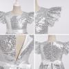 imageIDOPIP Flower Girl Sequin Ruffle Tutu Dress for Kids Wedding Pageant Party Formal Gown Princess Birthday Communion DressesSilver