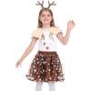imageIDOPIP Kids Boys Girls Christmas Santa Elf Reindeer Costume Fancy Dress up Cosplay Xmas Holiday Party Dress Outfit with HatBrown Reindeer  Girls