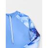 imageIDOPIP Muslim Swimsuits for Girls Kids Islamic Swimwear Burkini Full Long Sleeve Rash Guard Top Pants Modest Bathing Suit SetBlue Print