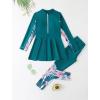 imageIDOPIP Muslim Swimsuits for Girls Kids Islamic Swimwear Burkini Full Long Sleeve Rash Guard Top Pants Modest Bathing Suit SetGreen