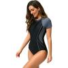 imageIDOPIP Rash Guard for Women LongShort Sleeve UV Sun Protection Rash Guard Shirt One Piece Swimsuit Surfing Bathing SuitBlack  Gray