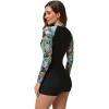 imageIDOPIP Rash Guard for Women LongShort Sleeve UV Sun Protection Rash Guard Shirt One Piece Swimsuit Surfing Bathing SuitBlack  Green Leaves