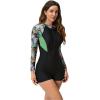 imageIDOPIP Rash Guard for Women LongShort Sleeve UV Sun Protection Rash Guard Shirt One Piece Swimsuit Surfing Bathing SuitBlack  Green Leaves