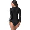 imageIDOPIP Rash Guard for Women LongShort Sleeve UV Sun Protection Rash Guard Shirt One Piece Swimsuit Surfing Bathing SuitBlack  White Cow