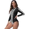 imageIDOPIP Rash Guard for Women LongShort Sleeve UV Sun Protection Rash Guard Shirt One Piece Swimsuit Surfing Bathing SuitBlack  White Cow