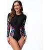 imageIDOPIP Rash Guard for Women LongShort Sleeve UV Sun Protection Rash Guard Shirt One Piece Swimsuit Surfing Bathing SuitBlack Print