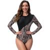 imageIDOPIP Rash Guard for Women LongShort Sleeve UV Sun Protection Rash Guard Shirt One Piece Swimsuit Surfing Bathing SuitBlack Snakeskin