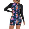 imageIDOPIP Rash Guard for Women LongShort Sleeve UV Sun Protection Rash Guard Shirt One Piece Swimsuit Surfing Bathing SuitBlue  Pink Floral  Long Sleeve
