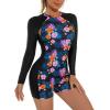 imageIDOPIP Rash Guard for Women LongShort Sleeve UV Sun Protection Rash Guard Shirt One Piece Swimsuit Surfing Bathing SuitBlue  Pink Floral  Long Sleeve