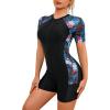imageIDOPIP Rash Guard for Women LongShort Sleeve UV Sun Protection Rash Guard Shirt One Piece Swimsuit Surfing Bathing SuitBlue  Red Floral