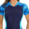 imageIDOPIP Rash Guard for Women LongShort Sleeve UV Sun Protection Rash Guard Shirt One Piece Swimsuit Surfing Bathing SuitDark Blue  Blue Print