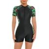 imageIDOPIP Rash Guard for Women LongShort Sleeve UV Sun Protection Rash Guard Shirt One Piece Swimsuit Surfing Bathing SuitGreen Leaves