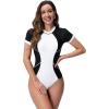 imageIDOPIP Rash Guard for Women LongShort Sleeve UV Sun Protection Rash Guard Shirt One Piece Swimsuit Surfing Bathing SuitWhite  Black