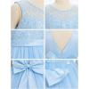 imageIDOPIP Sequin Appliques Flower Girl Dress for Kids Wedding Pageant Party Long Gown Princess Birthday Communion Tulle DressesBlue  Vback