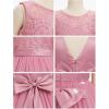 imageIDOPIP Sequin Appliques Flower Girl Dress for Kids Wedding Pageant Party Long Gown Princess Birthday Communion Tulle DressesDusty Pink  Vback