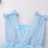 imageIDOPIP Sparkle Sequin Tutu Dress for Girls Birthday Glitter Tulle Formal Prom Pageant Mesh Ruffle DressBlue