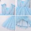 imageIDOPIP Sparkle Sequin Tutu Dress for Girls Birthday Glitter Tulle Formal Prom Pageant Mesh Ruffle DressBlue