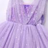 imageIDOPIP Sparkle Sequin Tutu Dress for Girls Birthday Glitter Tulle Formal Prom Pageant Mesh Ruffle DressPurple