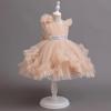 imageIDOPIP Toddler Baby Flower Girls Sequin Bowknot Tutu Dress Princess Pageant Wedding Birthday Party Backless Ruffle Tulle GownKhaki