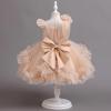 imageIDOPIP Toddler Baby Flower Girls Sequin Bowknot Tutu Dress Princess Pageant Wedding Birthday Party Backless Ruffle Tulle GownKhaki