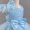 imageIDOPIP Toddler Girls Birthday Dresses Sequin Tulle Tutu Flower Girl Wedding Party Dress Pageant Formal First Communion GownBlue
