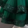 imageIDOPIP Toddler Girls Birthday Dresses Sequin Tulle Tutu Flower Girl Wedding Party Dress Pageant Formal First Communion GownGreen