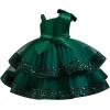imageIDOPIP Toddler Girls Birthday Dresses Sequin Tulle Tutu Flower Girl Wedding Party Dress Pageant Formal First Communion GownGreen