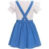 imageIDOPIP Toddler Kids Girls Back to School Outfits Pencil Print Tshirt  Suspenders Skirt Overalls Dress Kindergarten ClothesBlue  Apple