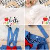 imageIDOPIP Toddler Kids Girls Back to School Outfits Pencil Print Tshirt  Suspenders Skirt Overalls Dress Kindergarten ClothesBlue  Apple