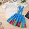 imageIDOPIP Toddler Kids Girls Back to School Outfits Pencil Print Tshirt  Suspenders Skirt Overalls Dress Kindergarten ClothesBlue  Pencil