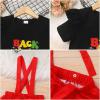 imageIDOPIP Toddler Kids Girls Back to School Outfits Pencil Print Tshirt  Suspenders Skirt Overalls Dress Kindergarten ClothesRed  Black  Crayon