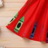 imageIDOPIP Toddler Kids Girls Back to School Outfits Pencil Print Tshirt  Suspenders Skirt Overalls Dress Kindergarten ClothesRed  Black  Crayon