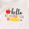 imageIDOPIP Toddler Kids Girls Back to School Outfits Pencil Print Tshirt  Suspenders Skirt Overalls Dress Kindergarten ClothesYellow
