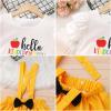 imageIDOPIP Toddler Kids Girls Back to School Outfits Pencil Print Tshirt  Suspenders Skirt Overalls Dress Kindergarten ClothesYellow