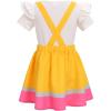 imageIDOPIP Toddler Kids Girls Back to School Outfits Pencil Print Tshirt  Suspenders Skirt Overalls Dress Kindergarten ClothesYellow