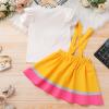 imageIDOPIP Toddler Kids Girls Back to School Outfits Pencil Print Tshirt  Suspenders Skirt Overalls Dress Kindergarten ClothesYellow