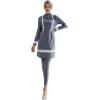 imageMuslim Swimsuits for Women Modest Islamic Arabic Swimwear Burkini Full Cover Hijab Top Pants Swimming Cap Bathing SuitsGrey Blue